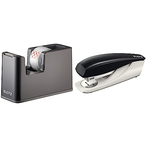 Leitz Klebeband-Tischabroller, Fester Stand & NeXXt Bürotacker aus Metall, Für 30 Blatt, Ergonomisches Design mit Nachfüllanzeige, Inkl. Heftklammern, Schwarz, 55000095 Leitz Klebeband-Tischabroller, Fester Stand & NeXXt Bürotacker aus Metall, Für 30 Blatt, Ergonomisches Design mit Nachfüllanzeige, Inkl. Heftklammern, Schwarz, 55000095 von Leitz
