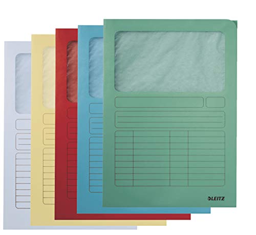Leitz Laufakte mit Fenster, A4, 100 Stück, farblich sortiert, Ref 3950-99-99 von Leitz