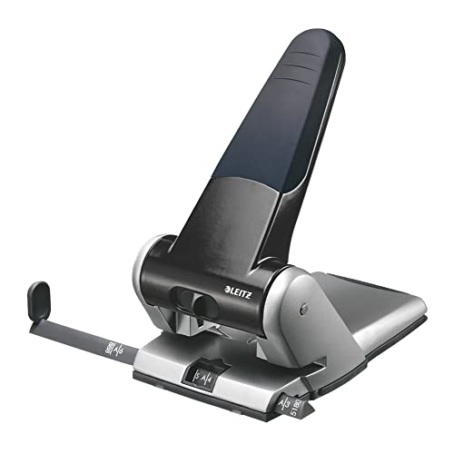 Leitz Locher, 2- und 4-Loch, 65 Blätter (80 g/m²), Schwarz, Kunststoff, A3 Format, 6.5 mm Lochtiefe von Leitz
