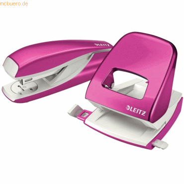 Leitz Locher NeXXt 5008 und Heftgerät NeXXt 5502 im Set pink metallic von Leitz