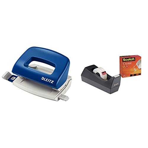 Leitz Mini Büro Locher aus Metall, kleiner Locher für 10 Blatt, blau, 50580035 & Scotch Klebebandabroller 83980 – Klassischer Tischabroller in Schwarz Inkl. 1 Rolle Scotch Crystal Klebefilm 19mm x 10m Leitz Mini Büro Locher aus Metall, kleiner Locher für 10 Blatt, blau, 50580035 & Scotch Klebebandabroller 83980 – Klassischer Tischabroller in Schwarz Inkl. 1 Rolle Scotch Crystal Klebefilm 19mm x 10m von Leitz