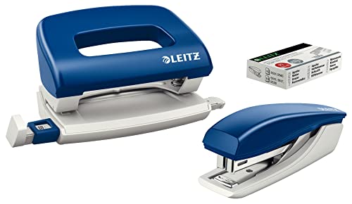 Leitz Mini Heftgerät und Locher-Set, Für 10 Blatt, Ergonomische Form, Blau, NeXXt-Serie, 55076035 Leitz Mini Heftgerät und Locher-Set, Für 10 Blatt, Ergonomische Form, Blau, NeXXt-Serie, 55076035 von Leitz