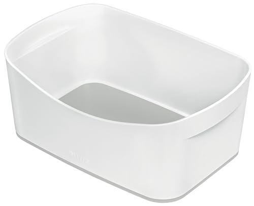Leitz MyBox Aufbewahrungsschale, matte Oberfläche, wasserdichte Aufbewahrungsbox, BPA-frei und lebensmittelecht, weiß/grau, 52571001 von Leitz