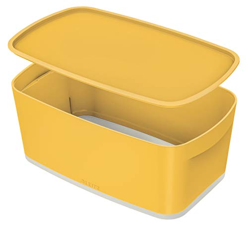 Leitz MyBox kleine Aufbewahrungsbox mit Deckel, Warmes Gelb, Cosy-Serie, 52630019, 318 x 128 x 191 mm von Leitz