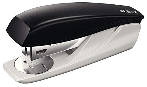 Leitz NeXXt Kleiner Bürotacker aus Metall, Für 25 Blatt, mit Oberlademechnanik und Nachfüllanzeige, Inkl. Heftklammern, Schwarz, 55010095 von Leitz