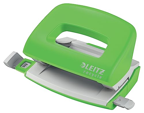 Leitz NeXXt Recycle Mini-Locher, 10 Blatt A4-Locher, kleiner Papierlocher für Büro & Schule, 100 % recyclebar, CO₂-neutral, umweltfreundlich, Recycle-Sortiment, Grün, 50100055 von Leitz