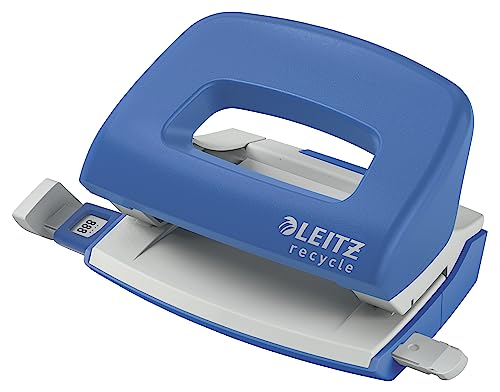 Leitz NeXXt Recycle Mini-Locher, 10 Blattlocher A4, kleiner Papierlocher für Büro & Schule, 100 % recyclebar, CO₂-neutral, umweltfreundlich, Recycle-Sortiment, Blau, 50100035 von Leitz