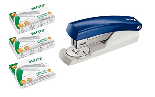 Leitz NeXXt Series Kleines Büroheftgerät, 25 Blatt (Büroheftgerät klein | mit 3.000 Klammern, blau) von Leitz
