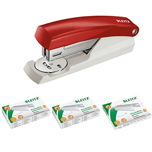 Leitz NeXXt Series Kleines Büroheftgerät 5501, 25 Blatt (rot mit 3000 Klammern) von Leitz