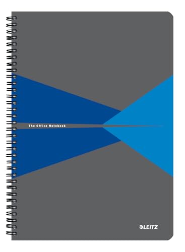 Leitz Office Collegeblock A4 liniert, Notizbuch mit Spiralbindung, Kartoneinband, 360 Grad Öffnung, 180 Seiten/90 Blatt FSC-zertifiziertes Papier (80 g/m²), für Büro & Schule, Blau, 46481035 von Leitz