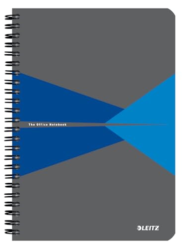 Leitz Office Collegeblock A5 liniert, Notizbuch mit Spiralbindung, PP-Einband, 360 Grad Öffnung, 180 Seiten / 90 Blatt FSC-zertifiziertes Papier (80 g/m²), für Büro & Schule, Blau, 44991035 von Leitz