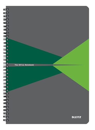 Leitz Office Collegeblock A4 liniert, Notizbuch mit Spiralbindung, Kartoneinband, 360 Grad Öffnung, 180 Seiten/90 Blatt FSC-zertifiziertes Papier (80 g/m²), für Büro & Schule, Grün, 46481055 von Leitz