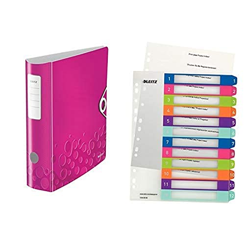 Leitz Set Qualitäts-Ordner 180° Active WOW A4, Breit, 8,2 cm, Gummibandverschluss, Pink + Leitz Register für A4, PC-beschriftbares Deckblatt, und 12 Trennblätter, WOW Serie, 11060023 + 12440000 Leitz Set Qualitäts-Ordner 180° Active WOW A4, Breit, 8,2 cm, Gummibandverschluss, Pink + Leitz Register für A4, PC-beschriftbares Deckblatt, und 12 Trennblätter, WOW Serie, 11060023 + 12440000 von Leitz