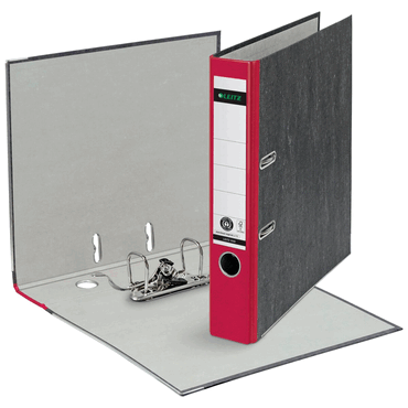 Leitz Ordner Wolkenmarmor A4 52mm 180Grad rot von Leitz