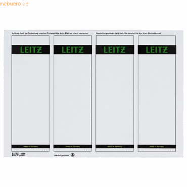 Leitz Ordnerrückenschilder 61x191mm auf A4 selbstklebend VE=400 Stück von Leitz