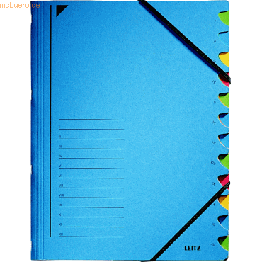 Leitz Ordnungsmappe A4 12 Fächer Colorspankarton blau von Leitz