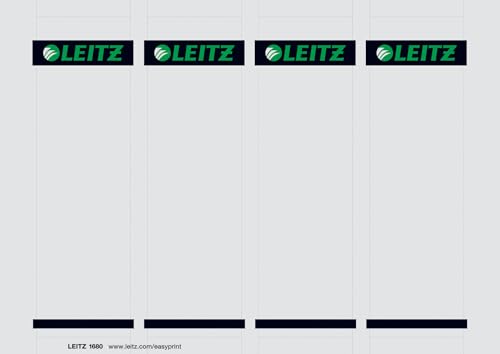 Leitz PC-beschriftbare Ordnerrücken Etiketten für Qualitäts-Ordner 180°, 100 Stück aus Karton, Kurzes und breites Format, 56 x 190 mm, grau, 16800085 Leitz PC-beschriftbare Ordnerrücken Etiketten für Qualitäts-Ordner 180°, 100 Stück aus Karton, Kurzes und breites Format, 56 x 190 mm, grau, 16800085 von Leitz