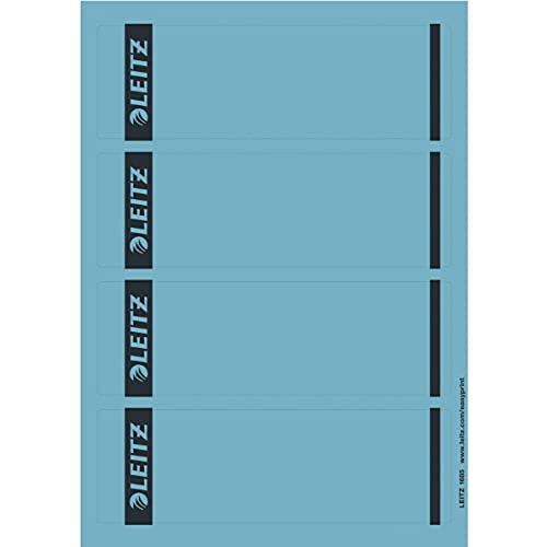 Leitz PC-beschriftbare Rückenschilder selbstklebend für Standard- und Hartpappe-Ordner, 100 Stück, Kurzes und breites Format, 62 x 192 mm, Papier, blau, 16852035 von Leitz