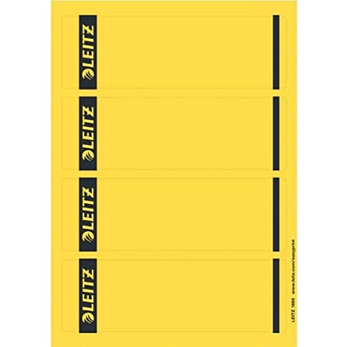 Leitz PC-beschriftbare Rückenschilder selbstklebend für Standard- und Hartpappe-Ordner, 100 Stück, Kurzes und breites Format, 62 x 192 mm, Papier, gelb, 16852015 von Leitz