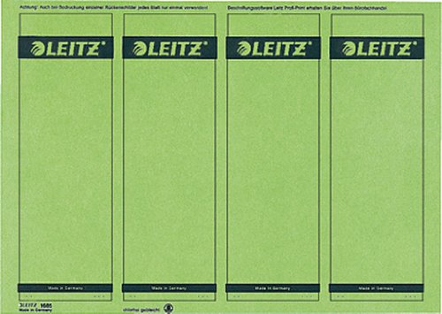 Leitz PC-beschriftbare Rückenschilder selbstklebend für Standard- und Hartpappe-Ordner, 100 Stück, Kurzes und breites Format, 62 x 192 mm, Papier, grün, 16852055 Leitz PC-beschriftbare Rückenschilder selbstklebend für Standard- und Hartpappe-Ordner, 100 Stück, Kurzes und breites Format, 62 x 192 mm, Papier, grün, 16852055 von Leitz