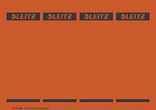 Leitz PC-beschriftbare Rückenschilder selbstklebend für Standard- und Hartpappe-Ordner, 100 Stück, Kurzes und breites Format, 62 x 192 mm, Papier, rot, 16852025 von Leitz