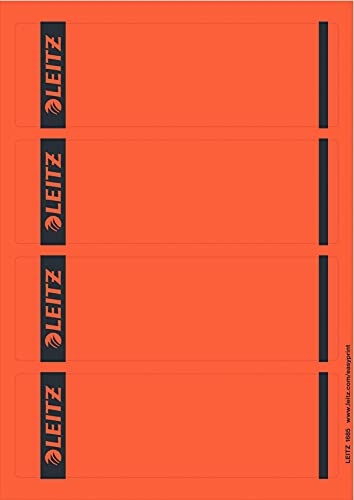Leitz PC-beschriftbare Rückenschilder selbstklebend für Standard- und Hartpappe-Ordner, 100 Stück, Kurzes und breites Format, 62 x 192 mm, Papier, rot, 16852025 von Leitz
