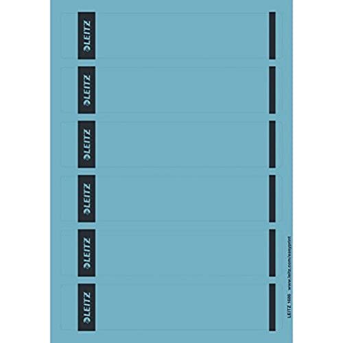 Leitz PC-beschriftbare Rückenschilder selbstklebend für Standard- und Hartpappe-Ordner, 150 Stück, Kurzes und schmales Format, 39 x 192 mm, Papier, blau, 16862035 von Leitz