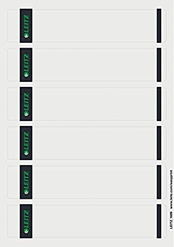 Leitz PC-beschriftbare Rückenschilder selbstklebend für Standard- und Hartpappe-Ordner, 150 Stück, Kurzes und schmales Format, 39 x 192 mm, Papier, grau, 16862085 von Leitz