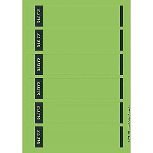 Leitz PC-beschriftbare Rückenschilder selbstklebend für Standard- und Hartpappe-Ordner, 150 Stück, Kurzes und schmales Format, 39 x 192 mm, Papier, grün, 16862055 von Leitz