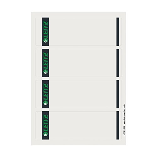Leitz PC-beschriftbare Rückenschilder selbstklebend für Standard- und Hartpappe-Ordner, 400 Stück, Kurzes und breites Format, 62 x 192 mm, Papier, grau, 16850085 von Leitz