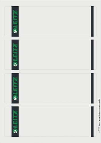 Leitz PC-beschriftbare Rückenschilder selbstklebend für Standard- und Hartpappe-Ordner, 400 Stück, Kurzes und breites Format, 62 x 192 mm, Papier, grau, 16850085 Leitz PC-beschriftbare Rückenschilder selbstklebend für Standard- und Hartpappe-Ordner, 400 Stück, Kurzes und breites Format, 62 x 192 mm, Papier, grau, 16850085 von Leitz