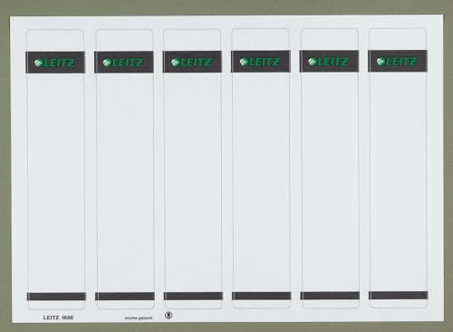 Leitz PC-beschriftbare Rückenschilder selbstklebend für Standard- und Hartpappe-Ordner, 600 Stück, Kurzes und schmales Format, 39 x 192 mm, Papier, grau, 16860085 von Leitz