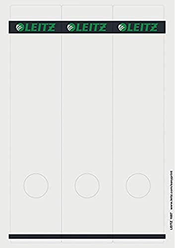 Leitz PC-beschriftbare Rückenschilder selbstklebend für Standard- und Hartpappe-Ordner, 75 Stück, Langes und breites Format, 62 x 285 mm, Papier, grau, 16870085 von Leitz