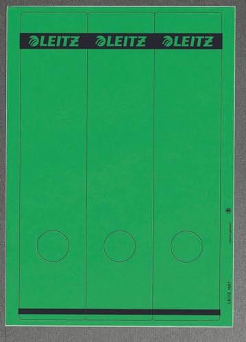 Leitz PC-beschriftbare Rückenschilder selbstklebend für Standard- und Hartpappe-Ordner, 75 Stück, Langes und breites Format, 62 x 285 mm, Papier, grün, 16870055 von Leitz