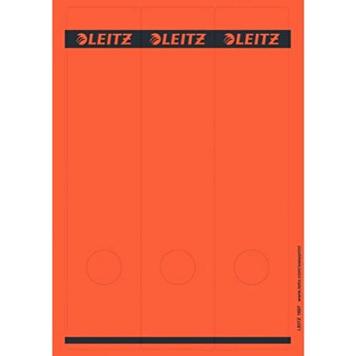 Leitz PC-beschriftbare Rückenschilder selbstklebend für Standard- und Hartpappe-Ordner, 75 Stück, Langes und breites Format, 62 x 285 mm, Papier, rot, 16870025 von Leitz