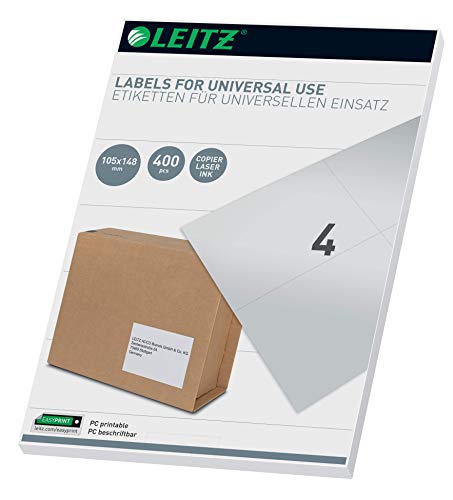 Leitz PC-beschriftbare Universal Etiketten 105 x 148 mm, Weiß, 61730001 von Leitz