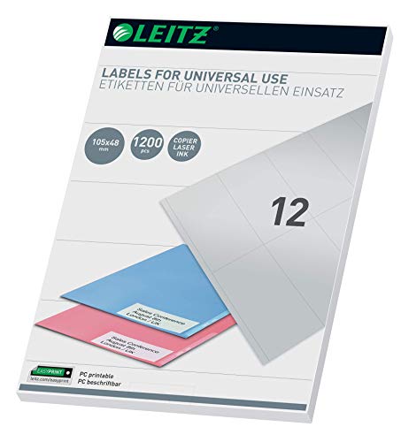 Leitz PC-beschriftbare Universal Etiketten 105 x 48 mm, Weiß, 61760001 von Leitz