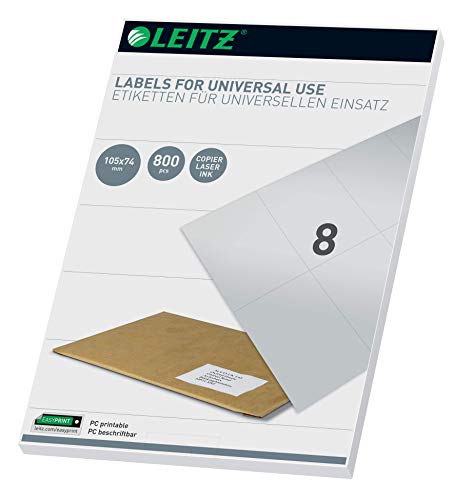 Leitz PC-beschriftbare Universal Etiketten 105 x 74 mm, Weiß, 61740001 von Leitz