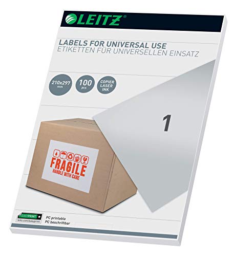 Leitz PC-beschriftbare Universal Etiketten 210 x 297 mm, Weiß, 61710001 Leitz PC-beschriftbare Universal Etiketten 210 x 297 mm, Weiß, 61710001 von Leitz