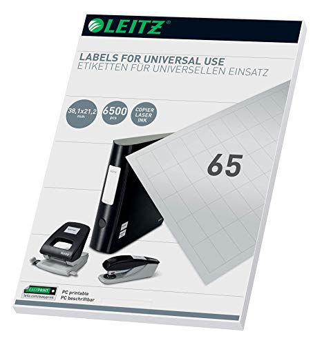 Leitz PC-beschriftbare Universal Etiketten 38.1 x 21.2 mm, Weiß, 61820001 von Leitz