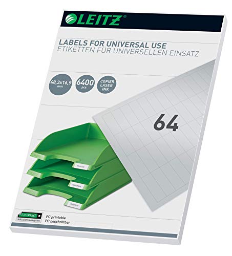 Leitz PC-beschriftbare Universal Etiketten 48 x 16.9 mm, Weiß, 61810001 von Leitz