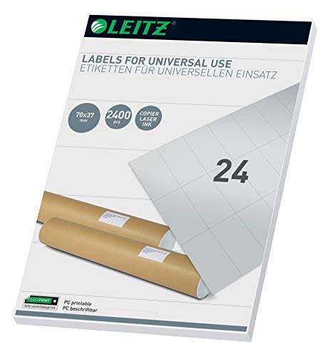 Leitz PC-beschriftbare Universal Etiketten 70 x 37 mm, Weiß, 61800001 von Leitz