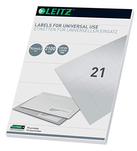 Leitz PC-beschriftbare Universal Etiketten 70 x 42.3 mm, Weiß, 61780001 Leitz PC-beschriftbare Universal Etiketten 70 x 42.3 mm, Weiß, 61780001 von Leitz