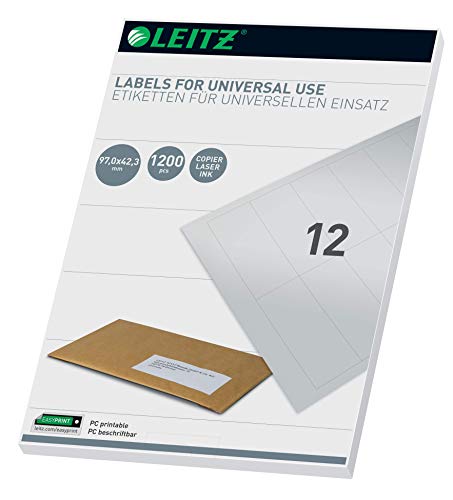 Leitz PC-beschriftbare Universal Etiketten 97 x 42.3 mm, Weiß, 61770001 von Leitz