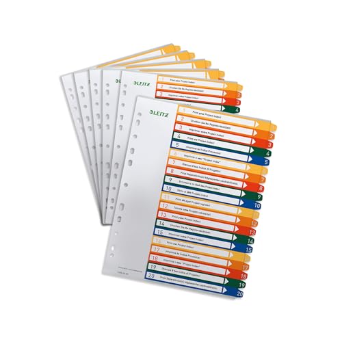 Leitz PC-beschriftbares Register, 6er Pack, PP, Extrabreit, Mehrfarbig, Zahlen 1-20, 12960000 Leitz PC-beschriftbares Register, 6er Pack, PP, Extrabreit, Mehrfarbig, Zahlen 1-20, 12960000 von Leitz