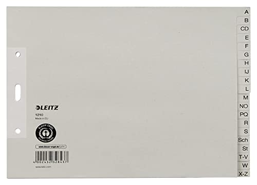 Leitz Papierregister A-Z, A4, halbe Höhe, Papier, 20 Blatt, grau Leitz Papierregister A-Z, A4, halbe Höhe, Papier, 20 Blatt, grau von Leitz