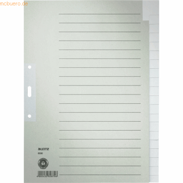 10 x Leitz Papierregister A4 20-tlg. blanko grau von Leitz