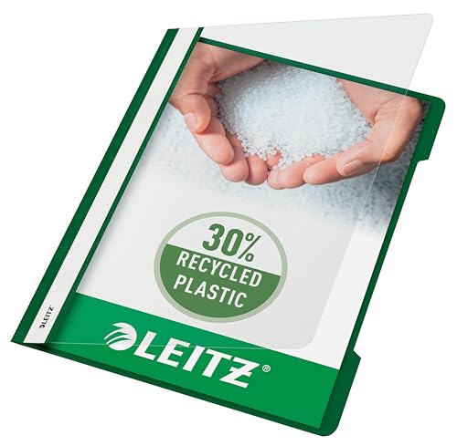 Leitz A4 Standard Schnellhefter, 25er Pack, 30% Pre-Consumer Recycling-Kunststoff, Hefter für A4-Blätter, 60 Blatt Kapazität, Ideal als Dokumententasche für Schule, Haushalt oder Büro, Grün, 41910055 Leitz A4 Standard Schnellhefter, 25er Pack, 30% Pre-Consumer Recycling-Kunststoff, Hefter für A4-Blätter, 60 Blatt Kapazität, Ideal als Dokumententasche für Schule, Haushalt oder Büro, Grün, 41910055 von Leitz