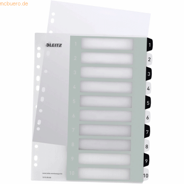 Leitz Plastikregister Wow 1-10 beschriftbar A4 PP 10 Blatt weiß/schwar Leitz Plastikregister Wow 1-10 beschriftbar A4 PP 10 Blatt weiß/schwar von Leitz