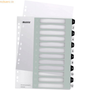 Leitz Plastikregister Wow 1-12 beschriftbar A4 PP 12 Blatt weiß/schwar Leitz Plastikregister Wow 1-12 beschriftbar A4 PP 12 Blatt weiß/schwar von Leitz